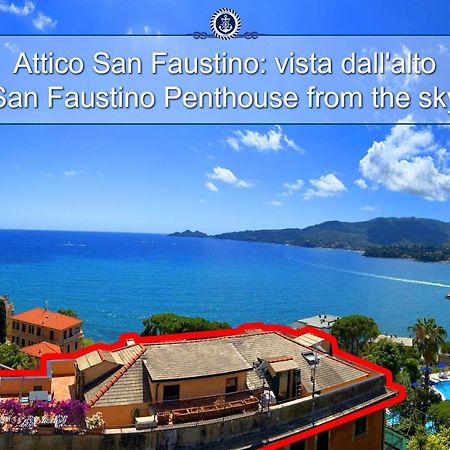 ATTICO SAN FAUSTINO 165 mq più 110 mq di terrazza- IN VILLA 700 ,VISTA MARE STREPITOSA-100 m dalla spiaggia-PARKING ESCLUSIVO-SKY,NETFLIX Rapallo Esterno foto