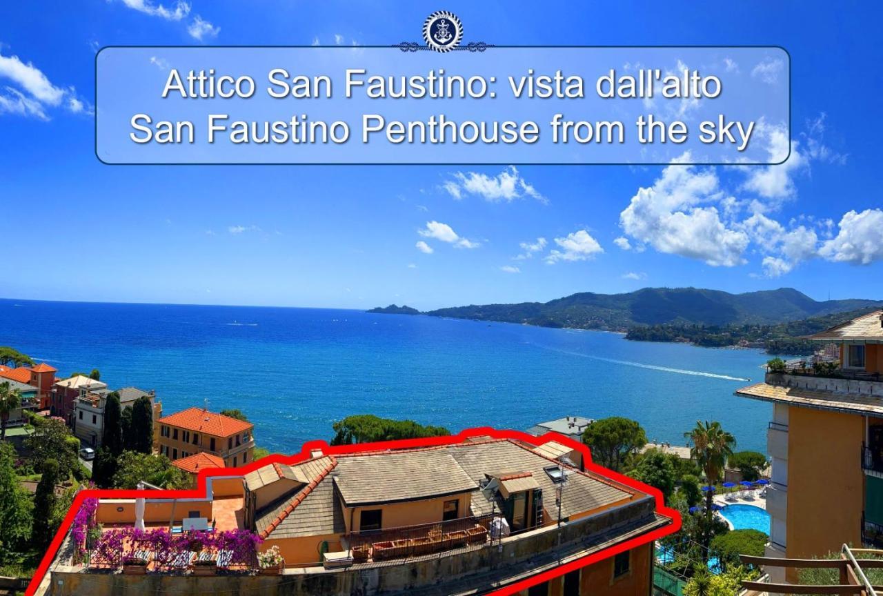 ATTICO SAN FAUSTINO 165 mq più 110 mq di terrazza- IN VILLA 700 ,VISTA MARE STREPITOSA-100 m dalla spiaggia-PARKING ESCLUSIVO-SKY,NETFLIX Rapallo Esterno foto